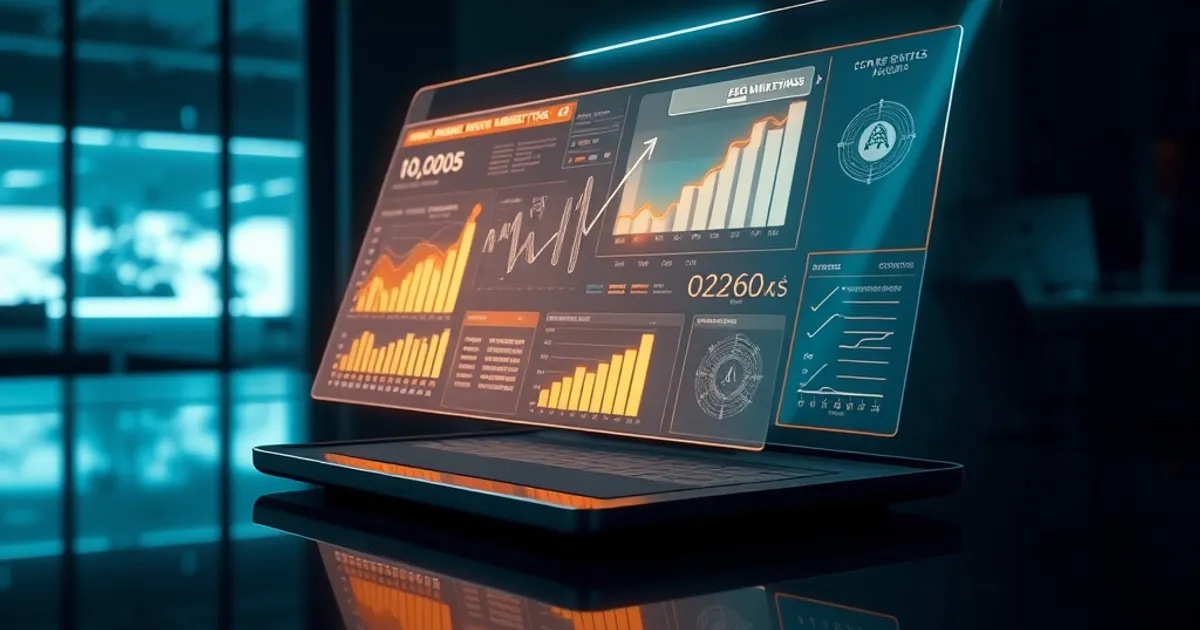 Interfaz holográfica de inteligencia artificial mostrando métricas de marketing digital y estrategias de crecimiento para empresas peruanas